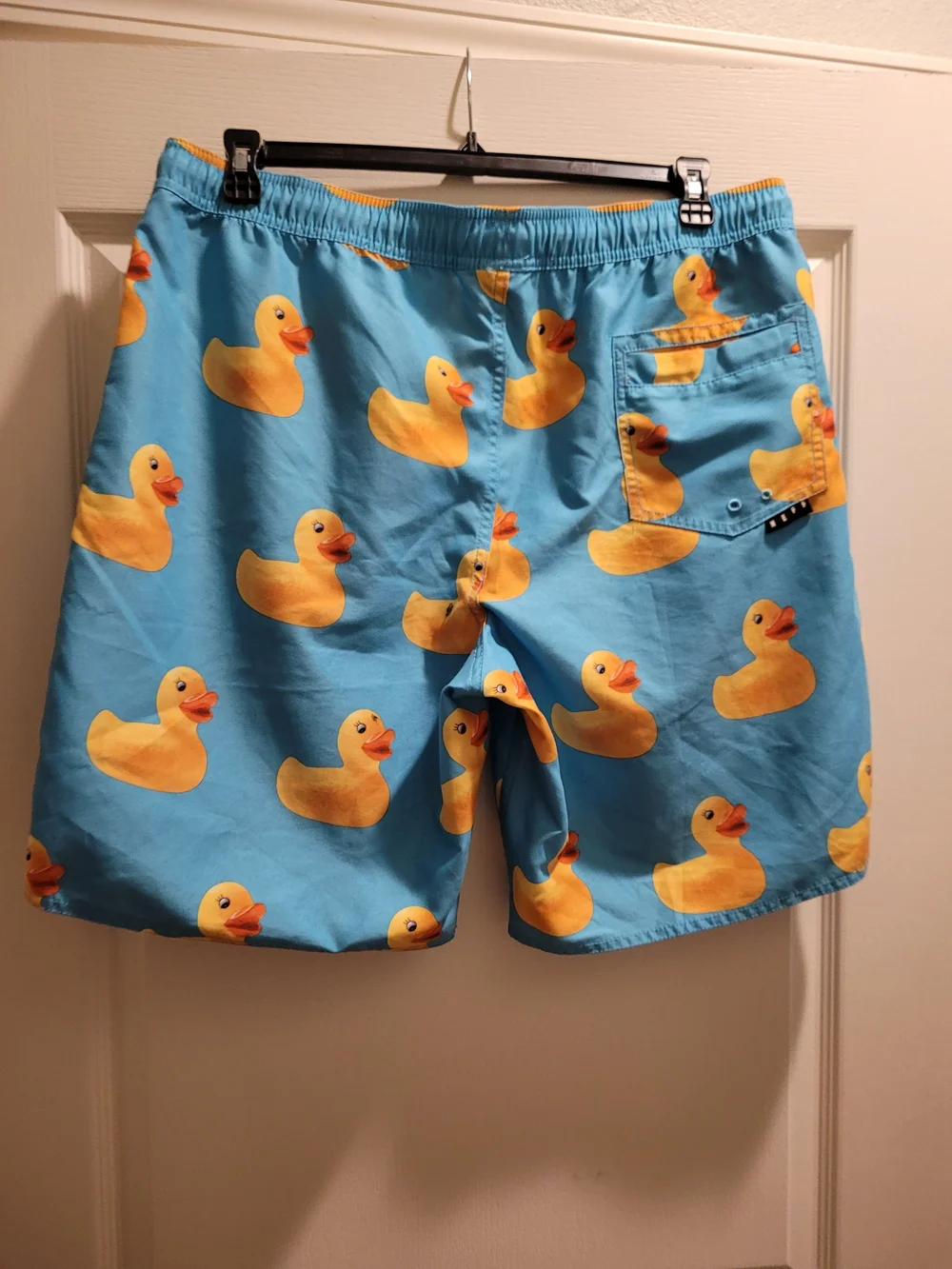 Neff Aqua Blue Swim Trunks with Yellow Rubber Duck Print XL